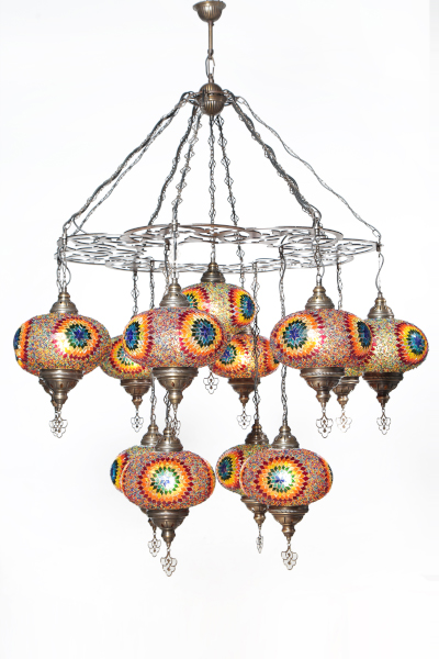 13in1 No3 Size Antique Mosaic Laser Chandelier